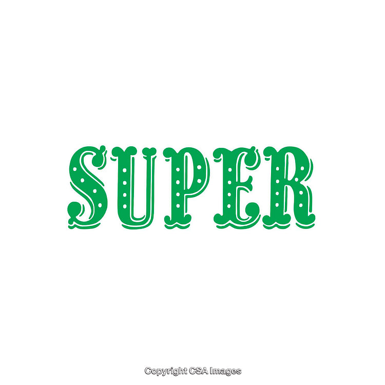 Decorative Green Typography Depicting the Word 'Super' in Retro Style