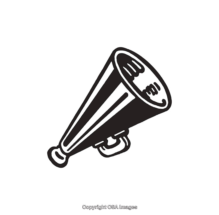Black and White Illustration of a Retro Style Megaphone