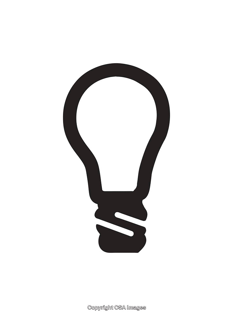 Minimalist Black and White Light Bulb Icon Illustration for Design Uses