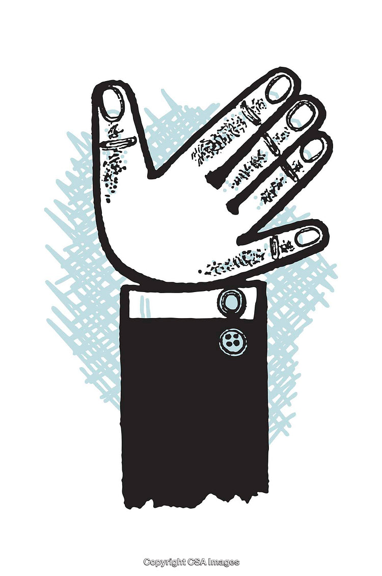 Quirky Illustrated Hand Gesture with Blue Background