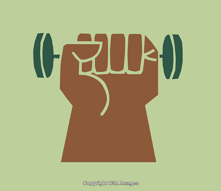 Illustration of a Hand Holding a Dumbbell in a Minimalist Style