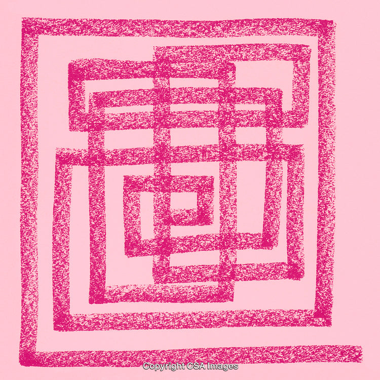 Pink Geometric Pattern Design in a Symmetrical Abstract Art Style