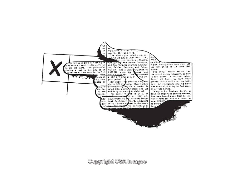 Black And White Line Art Hand Showing Voting Selection