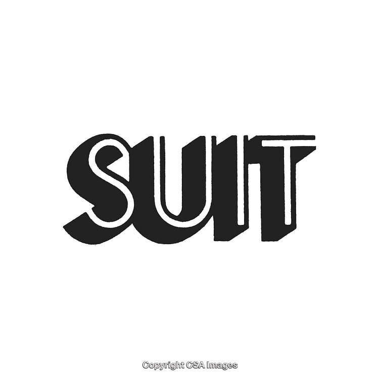 Retro Styled Typography Artwork Featuring Bold Lettering of the Word Suit