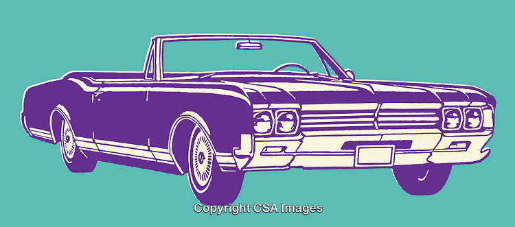 Classic Convertible Car Vector Illustration in Retro Pop Art Style