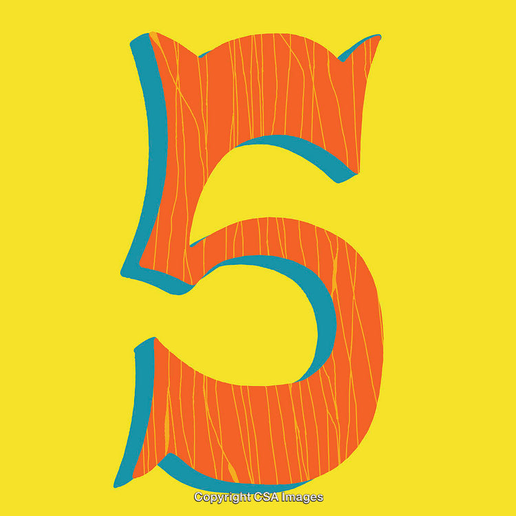 Vibrant Illustration of the Number Five in Bold Abstract Style