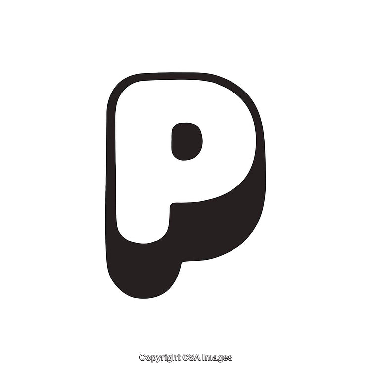 Bold Black and White Letter 'P' Digital Illustration