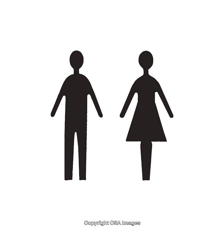 Minimalist Black and White Man and Woman Restroom Icons