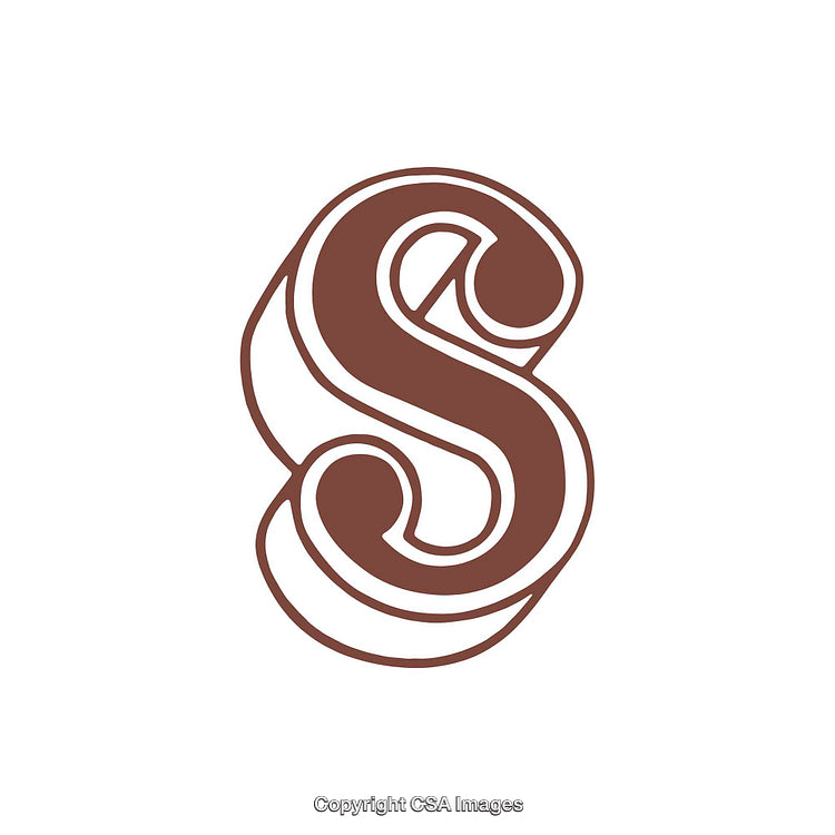 Stylized Design of the Letter S in Brown on White Background