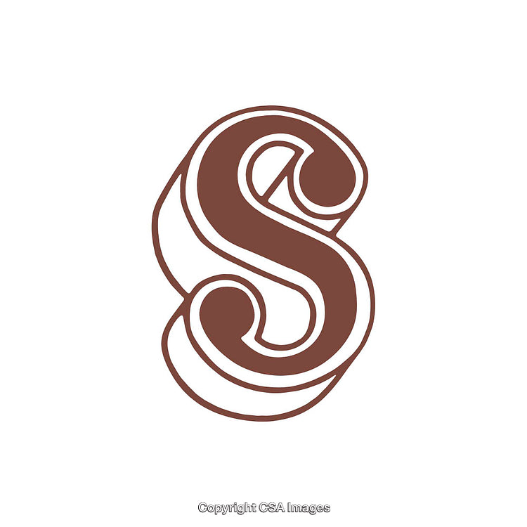 Stylized Design of the Letter S in Brown on White Background