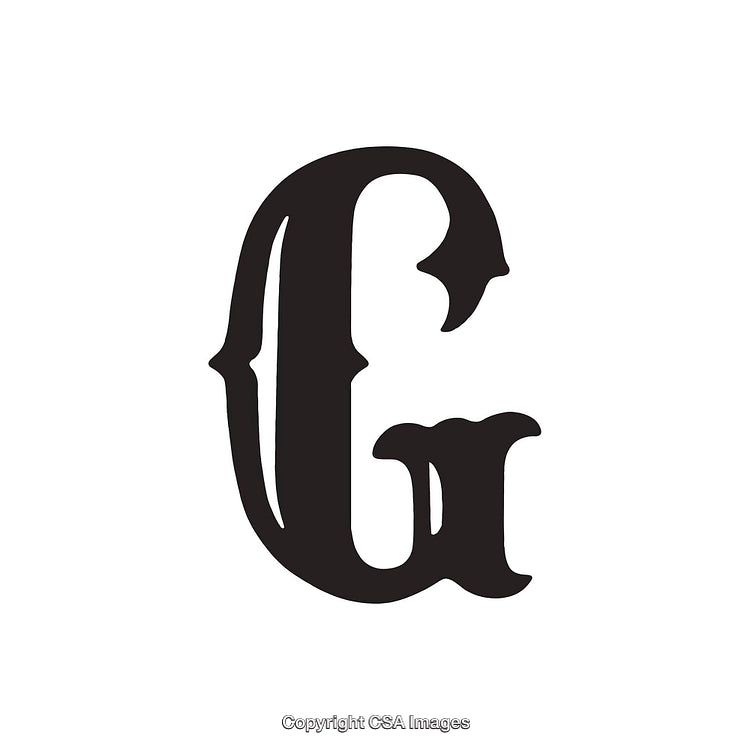 Bold Stylized Decorative Letter G in Monochrome Design
