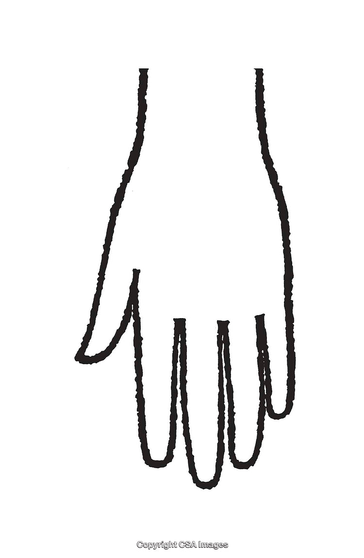 Black and White Line Art Depicting a Stylized Hand