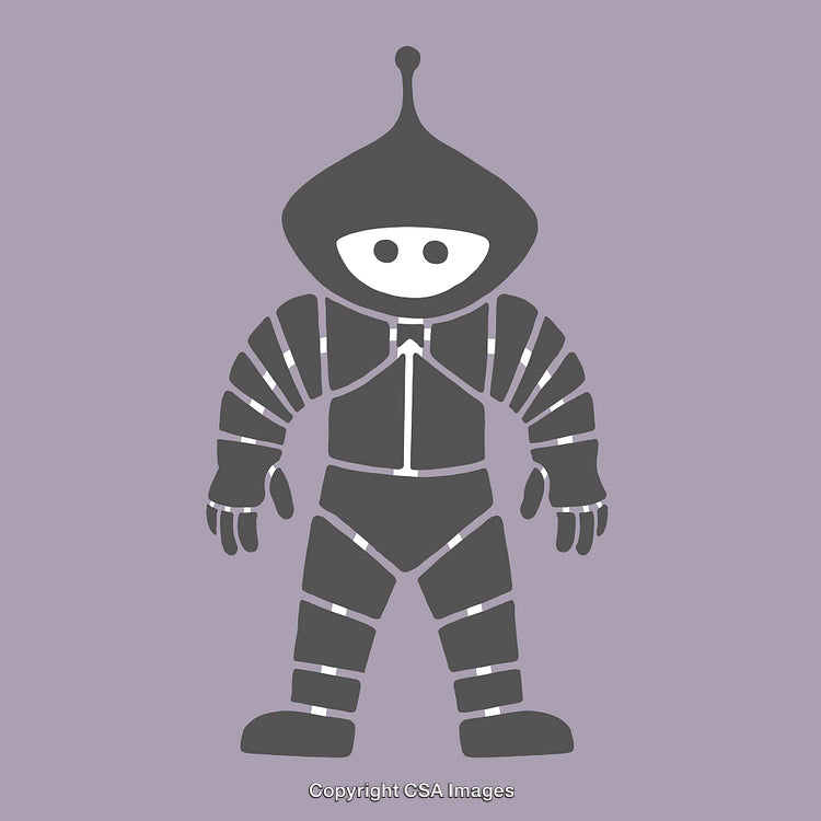 Futuristic Space Suit Design Featuring Unique Helmet and Armored Elements