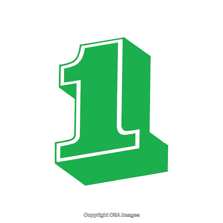 Green Stylized Number One Against a White Background