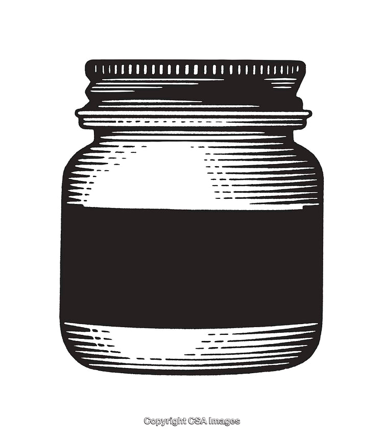 Detailed Black and White Line Art Illustration of a Glass Jar