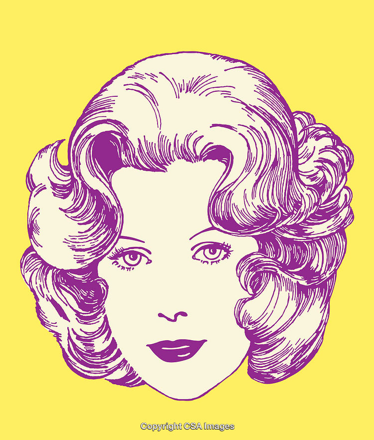 Vintage Portrait Illustration of a Woman with Elegant Waves