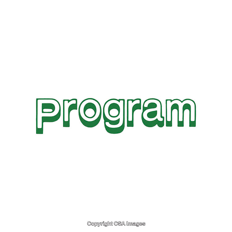 Green Typography Graphic of the Word 'Program' on White Background