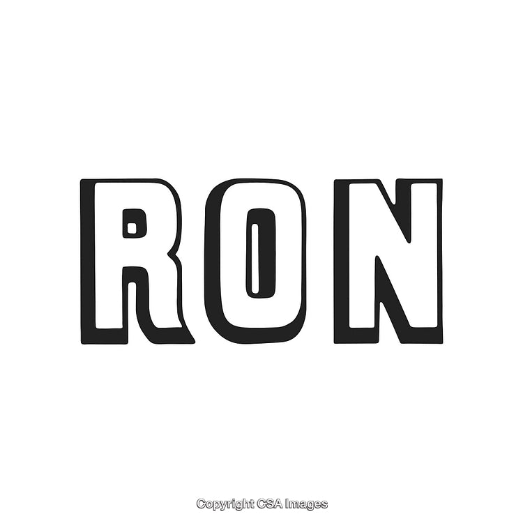Stylized Text Design Featuring the Word 'Ron' in Bold Black Typography