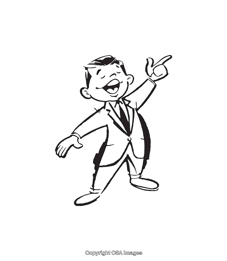 Charming Cartoon Boy in Suit Expressing Joyful Expression