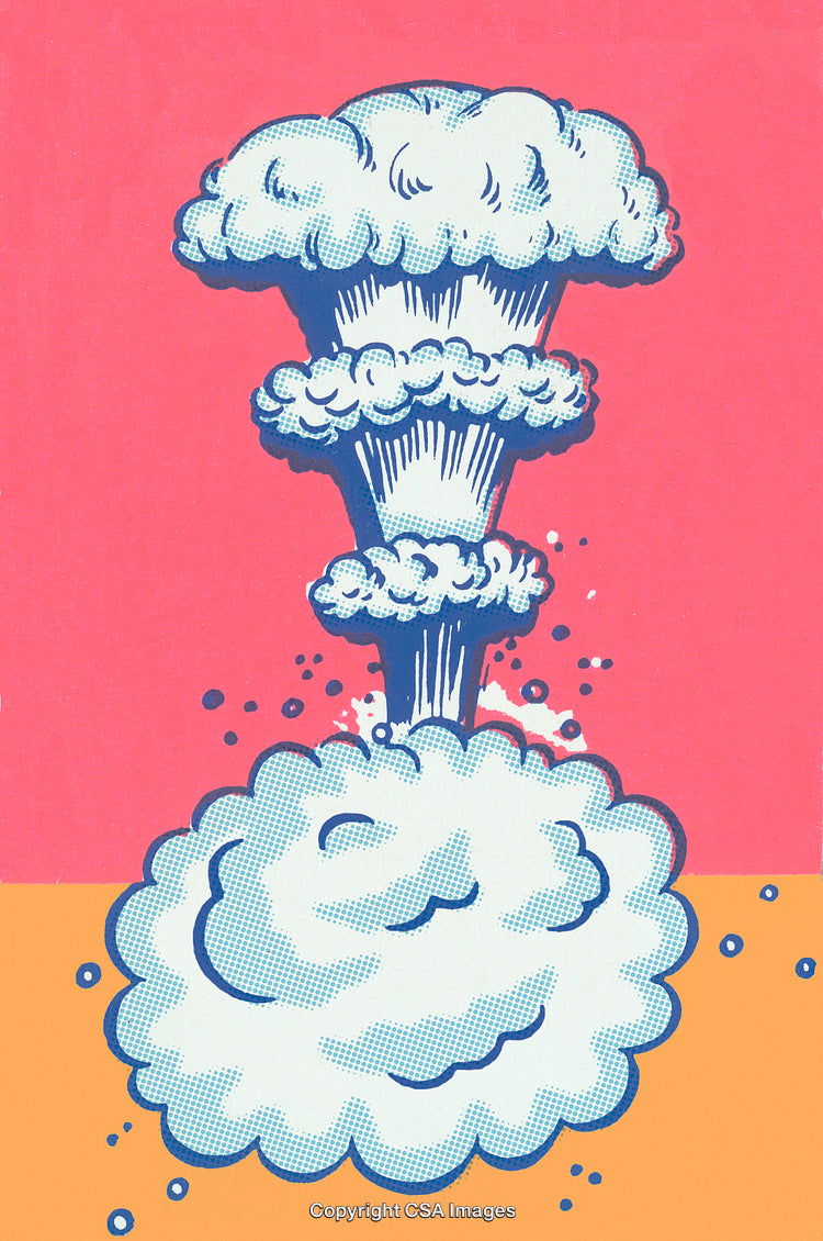 Retro Style Comic Illustration of an Explosive Cloud in Vibrant Colors