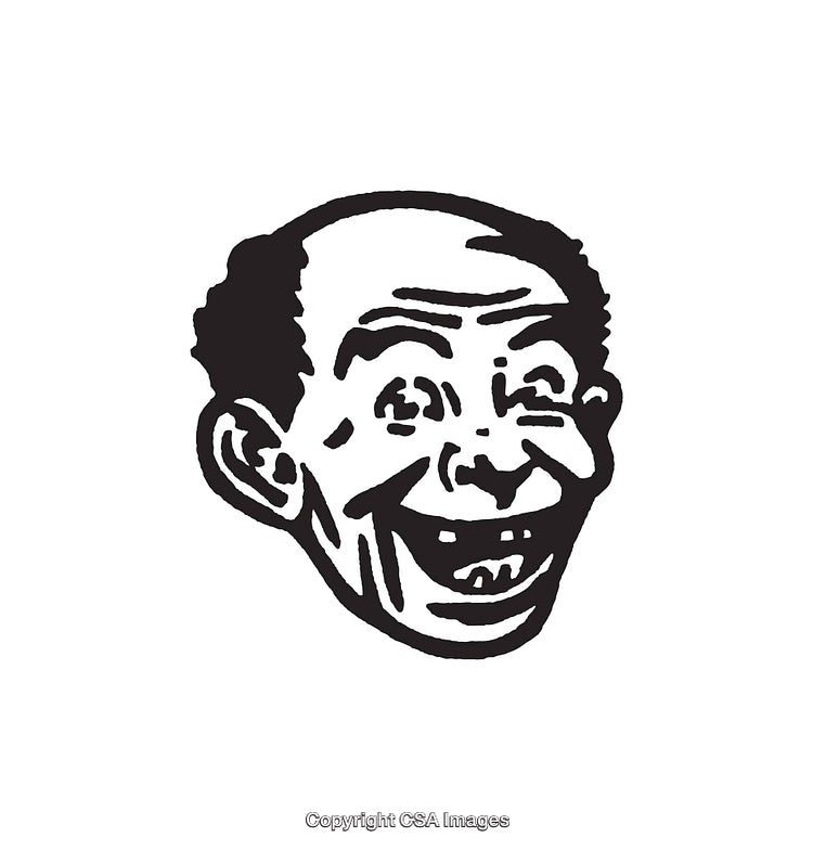 Black and White Line Art of Smiling Male Face Drawing