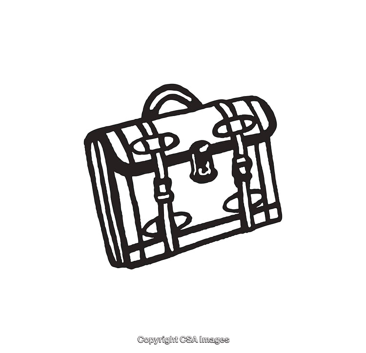 Hand-Drawn Vintage Travel Bag Illustration on White Background