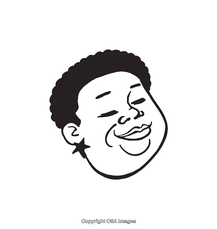 Expressive Line Art Illustration of a Smiling Face with Star Earring