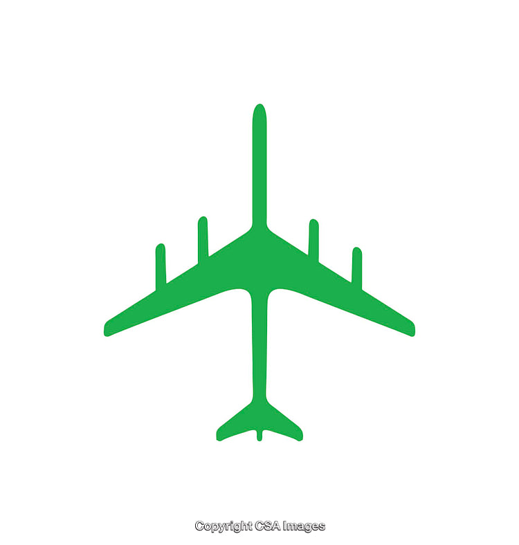 Green Airplane Icon on a White Background