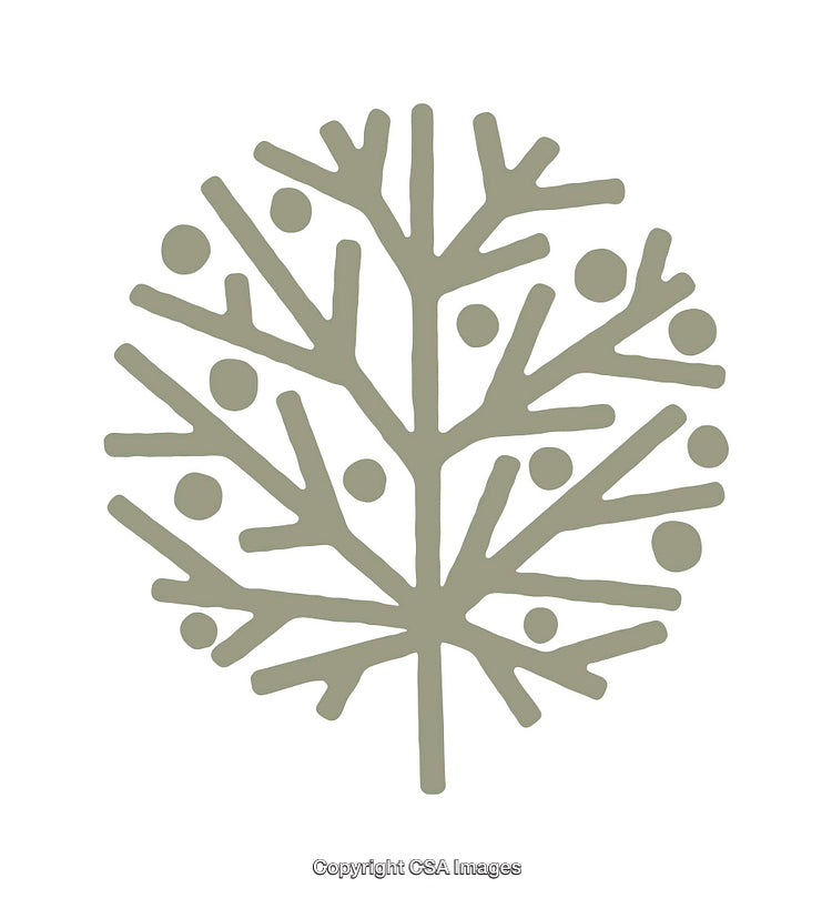Minimalist Circle Tree Icon With Abstract Branches and Dots Design