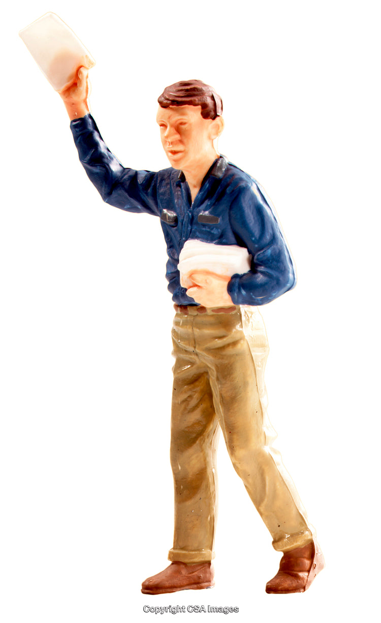 Miniature Figurine of Man Holding a Document in Hand