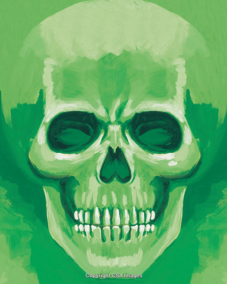 Green Artistic Skull Illustration With Bold Abstract Features