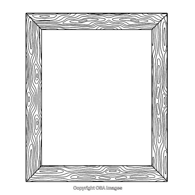 Black and White Wood-Texture Frame Illustration on White Background