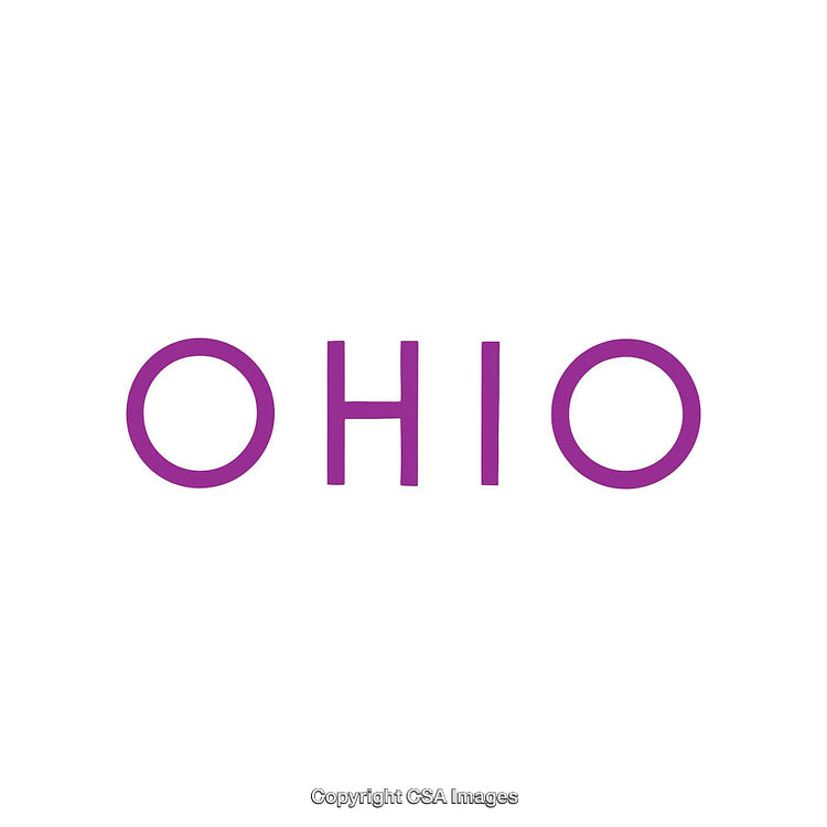 Purple Ohio Text on White Background Representing Typography and Design