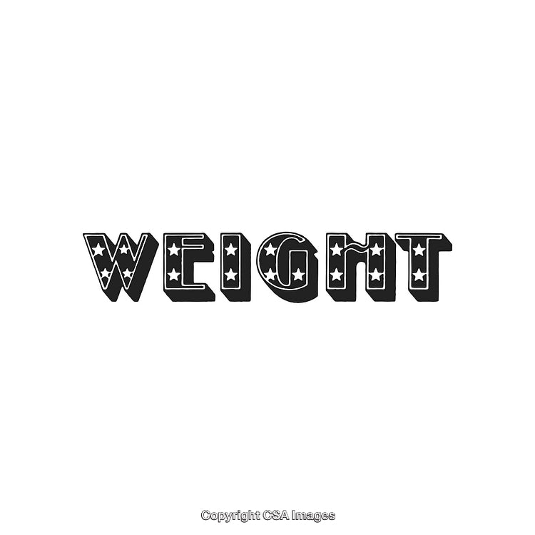 Stylized Word 'Weight' in Black With a Star Pattern