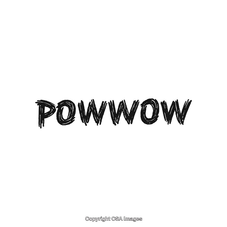 Bold Black Powwow Text on Minimalist White Background