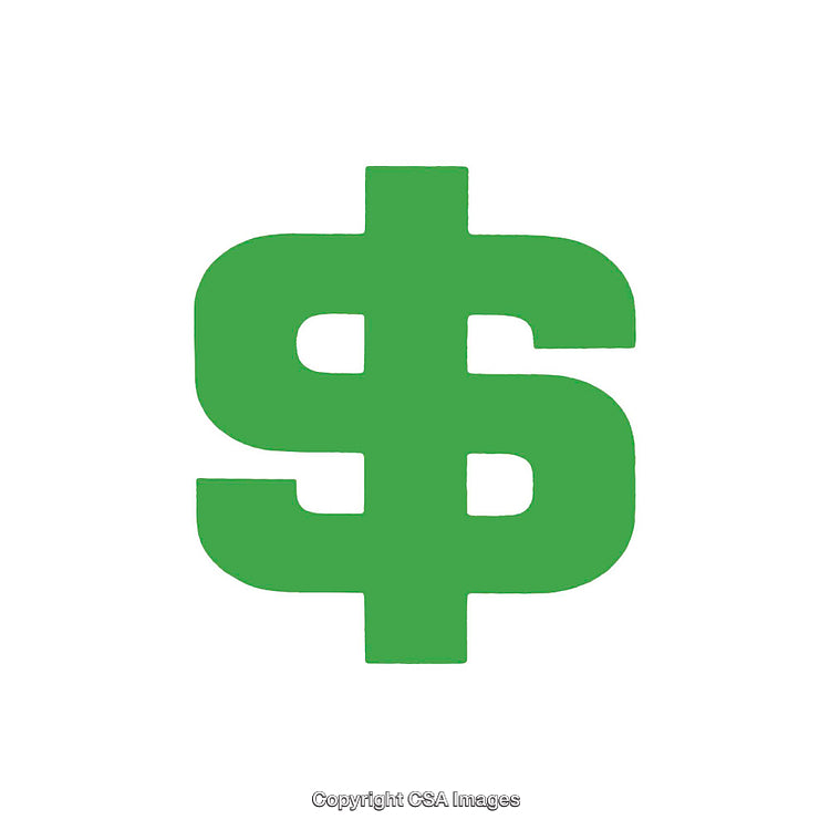 Green Dollar Symbol Isolated on a White Background
