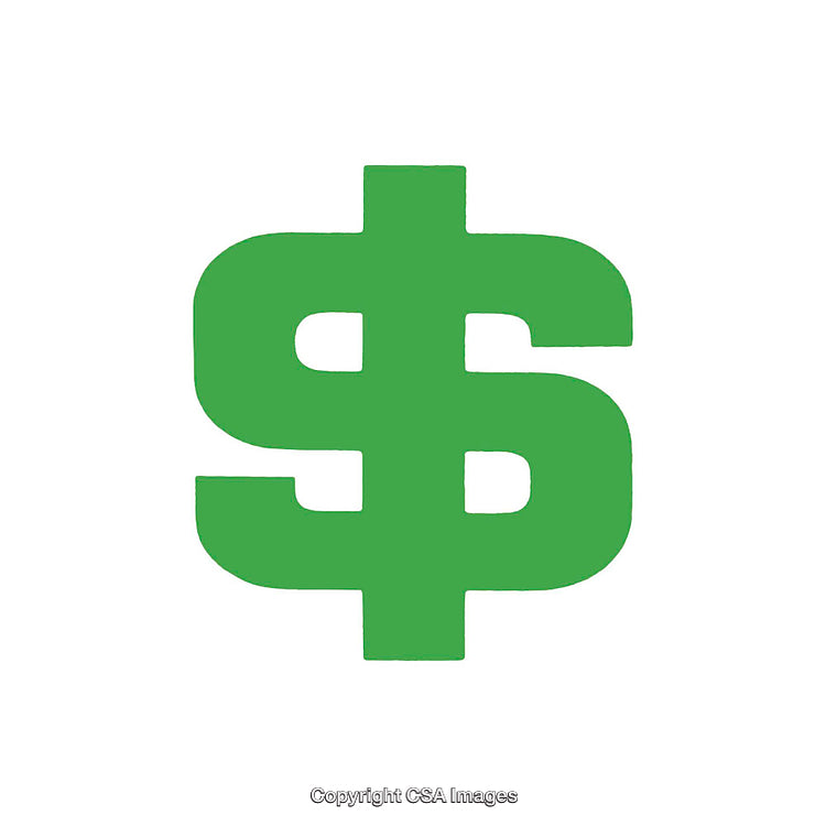 Green Dollar Symbol Isolated on a White Background