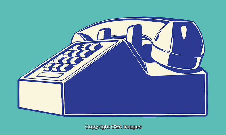 Vintage Touch-Tone Phone in Retro Pop Art Style Illustration