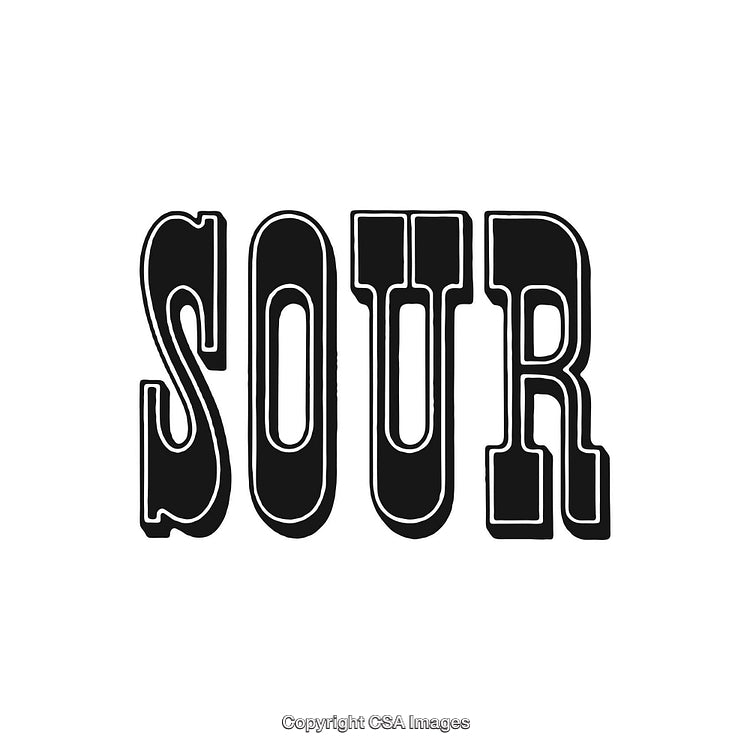 Retro Styled Black and White Typography Featuring the Word Sour in Bold Font