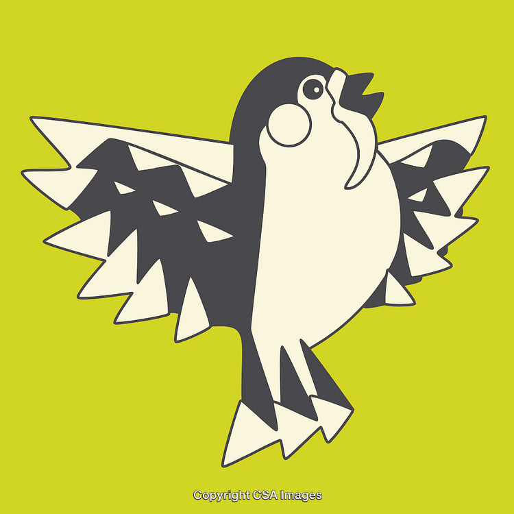 Stylized Line Art Illustration of a Bird on Bright Background
