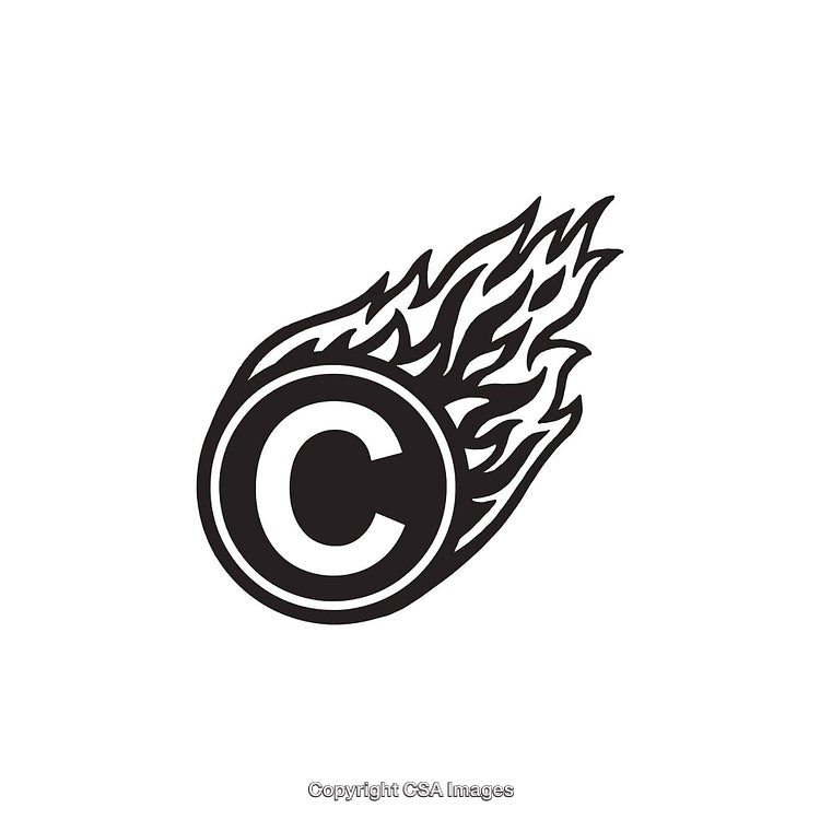 Letter C in Flaming Circle Perfect for Copyright Design Concepts