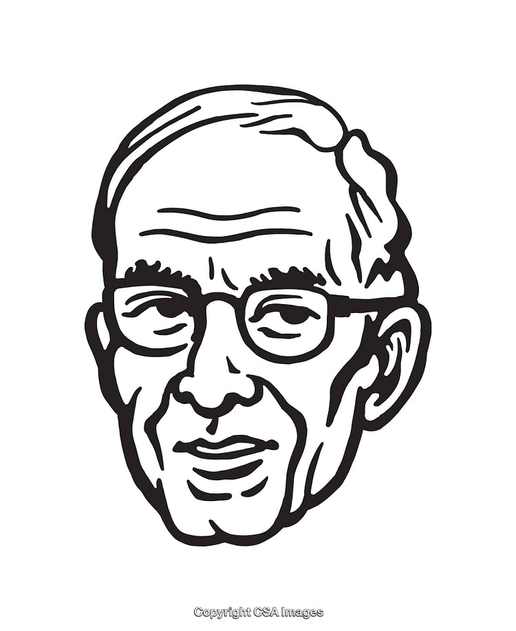 Black and White Illustration of a Person's Face With Glasses and Smile
