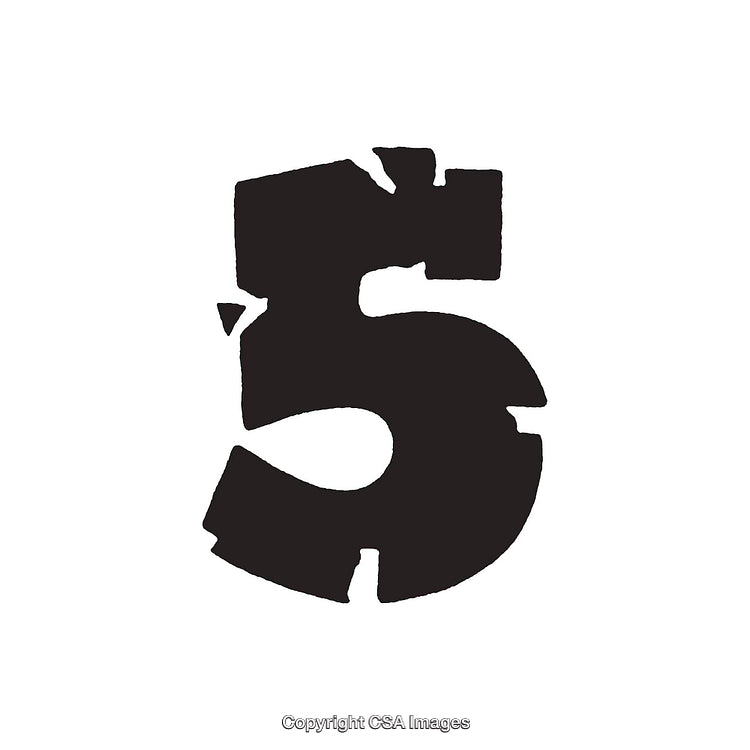 Bold Artistic Representation of the Number Five in Abstract Style