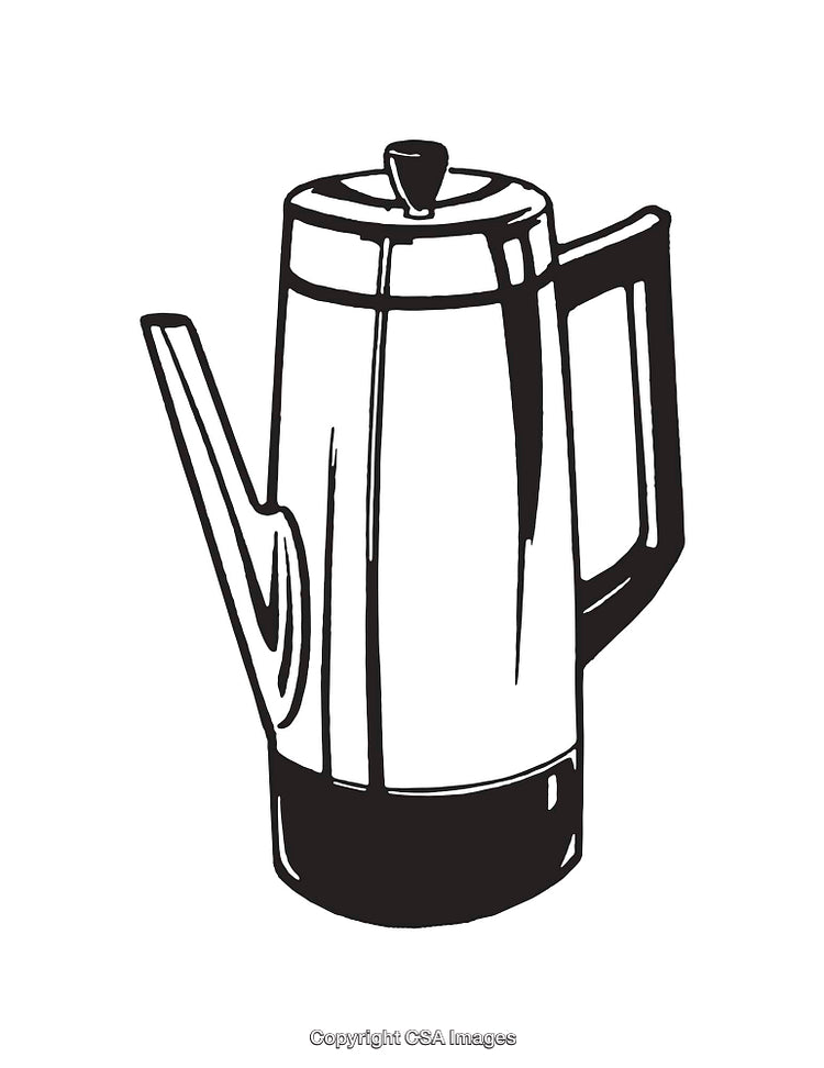 Black and White Line Art Illustration of a Classic Coffee Percolator