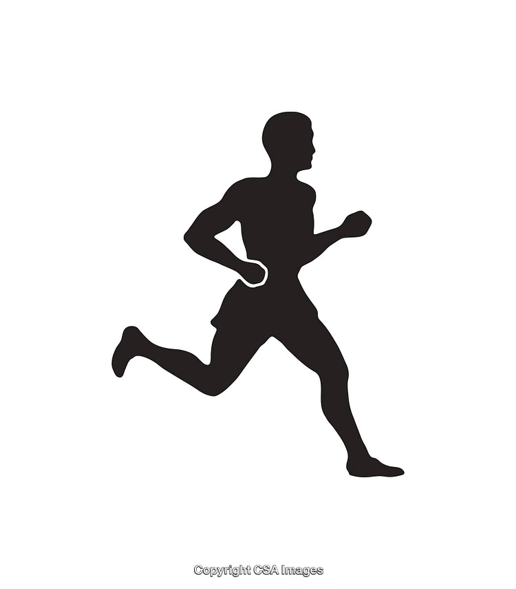 Silhouette of a Running Man in Black and White