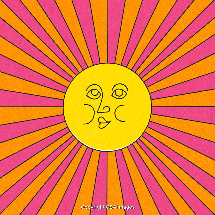 Vibrant Abstract Sun Illustration with Radiant Colors and Graphical Design