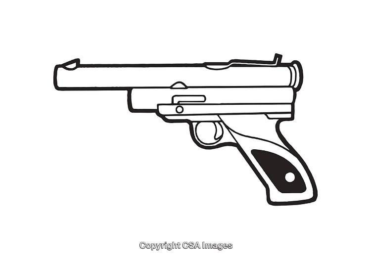 Black and White Line Art of a Handgun Illustration