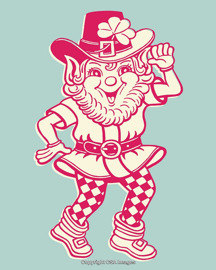 Colorful Line Art of a Happy Leprechaun Character with Shamrock Hat