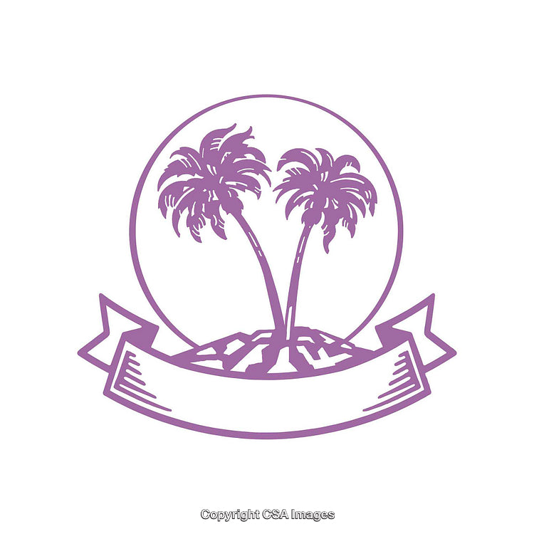 Abstract Palm Tree Emblem Design with Blank Ribbon