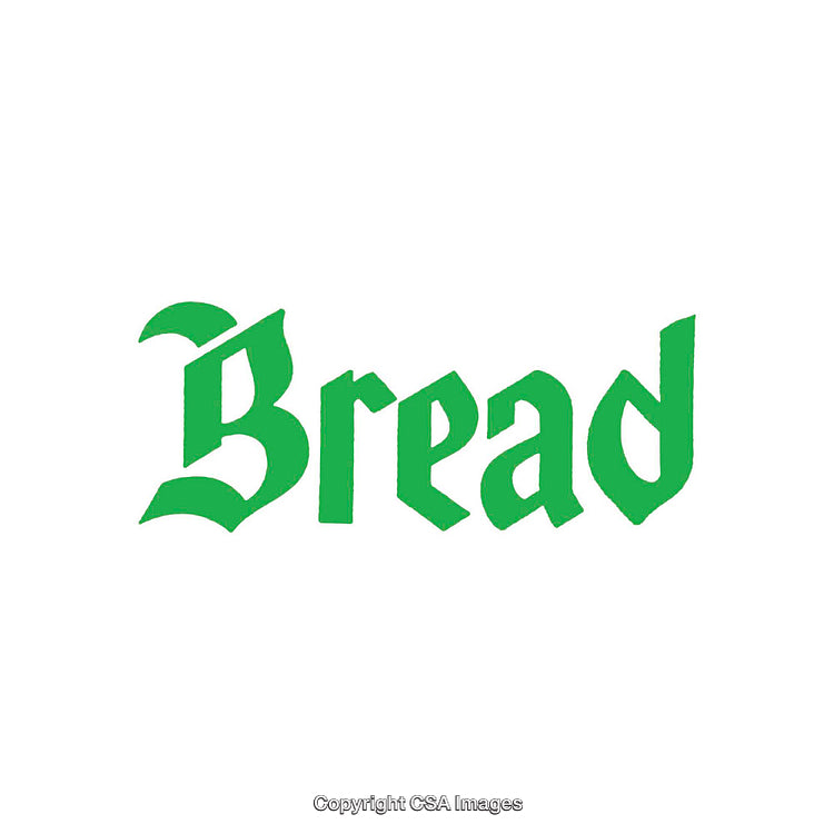 Green Gothic Typography Display of the Word 'Bread' on White Background